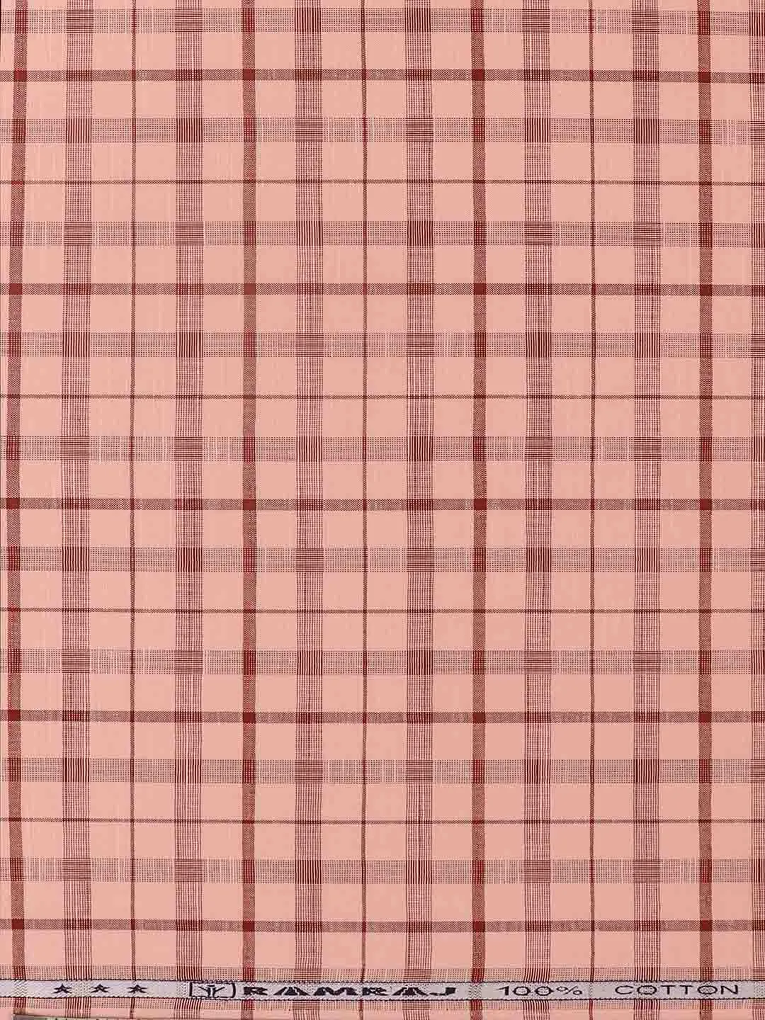 100%Mens Cotton Pink Checked Shirt Fabric Liberty Cotton