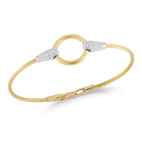 14k Gold Open Circle Wire Bracelet with Diamond Accents