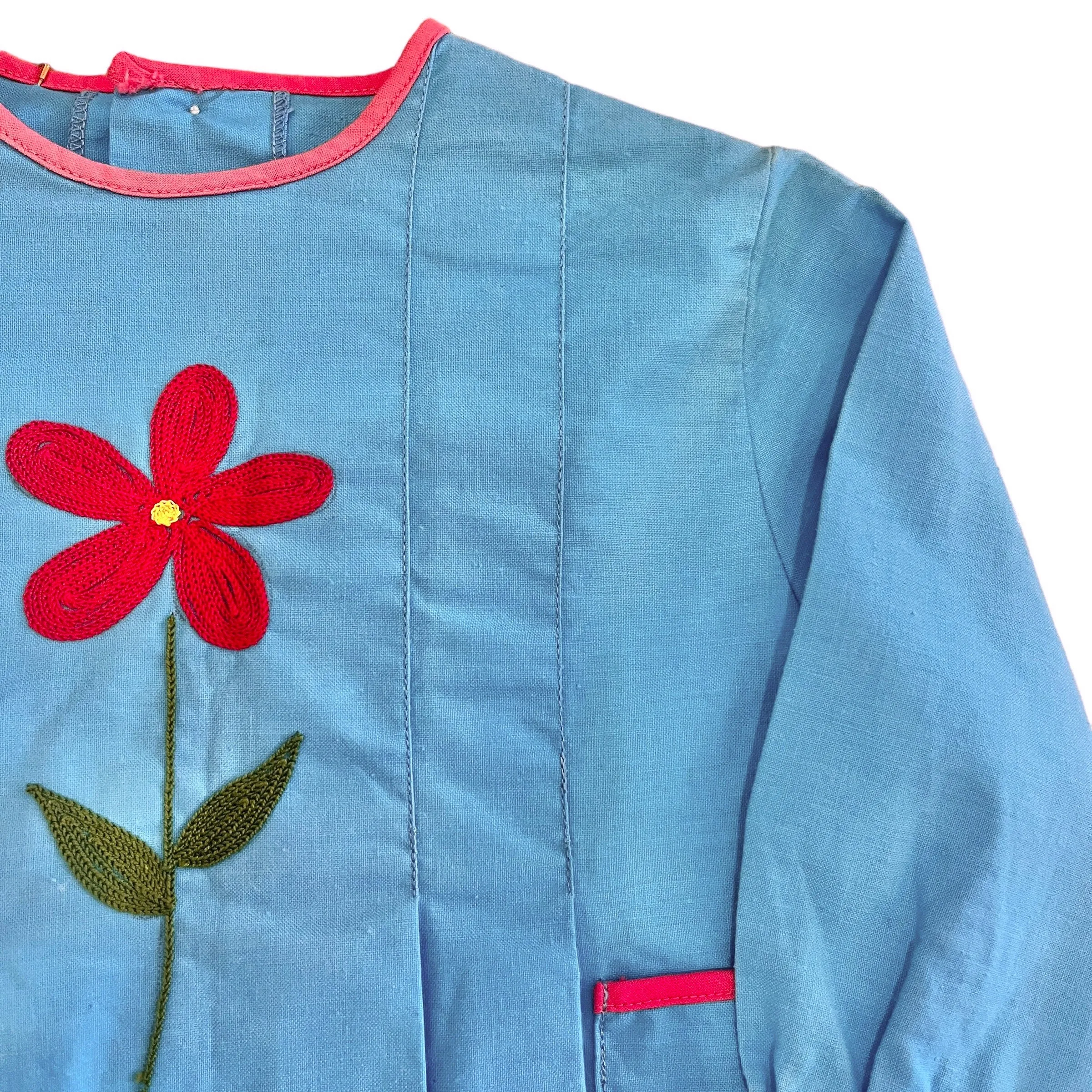 1960's Embroidered Blue Shirt / Blouse  18-24M