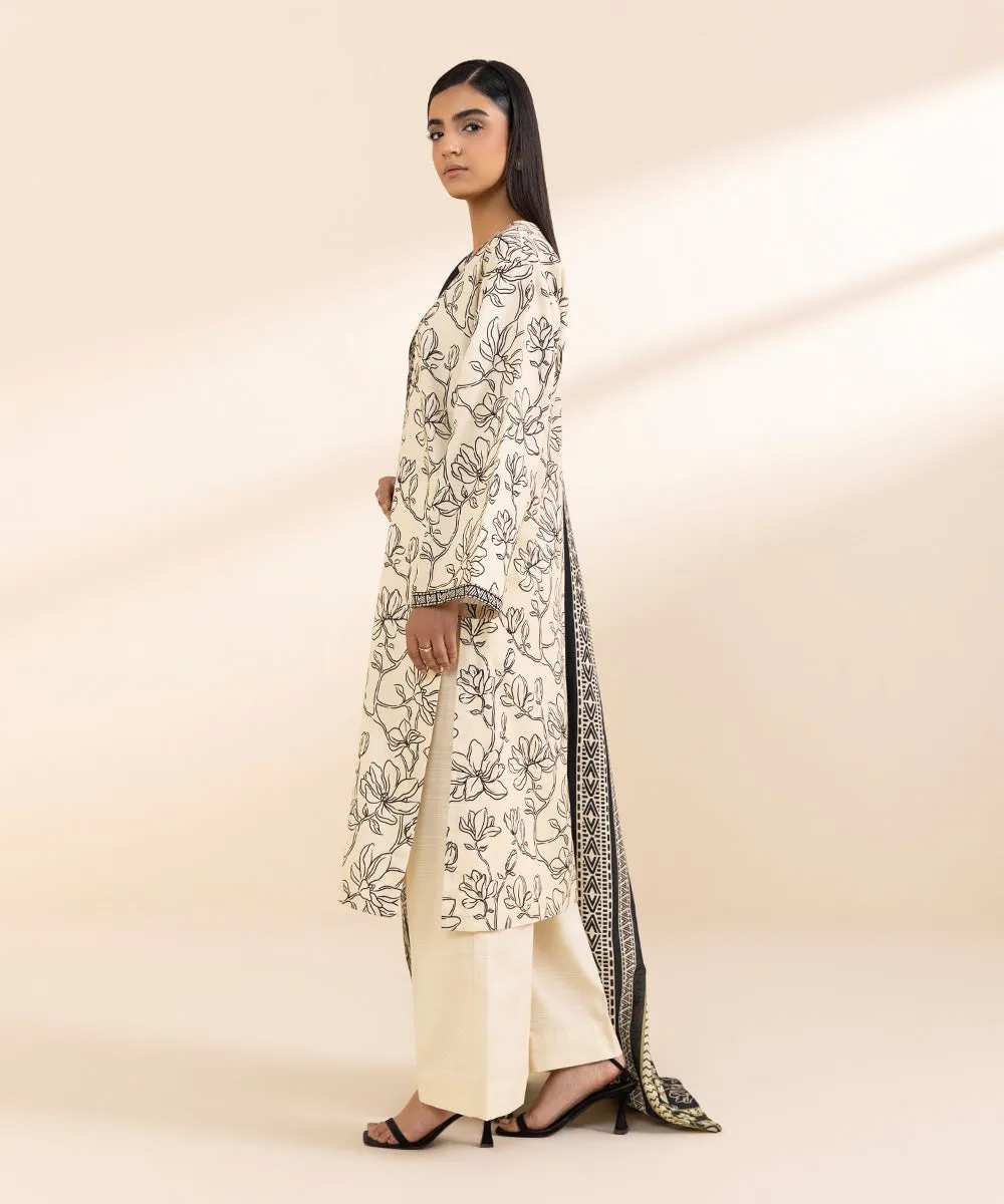 2 Piece - Embroidered Light Khaddar Suit