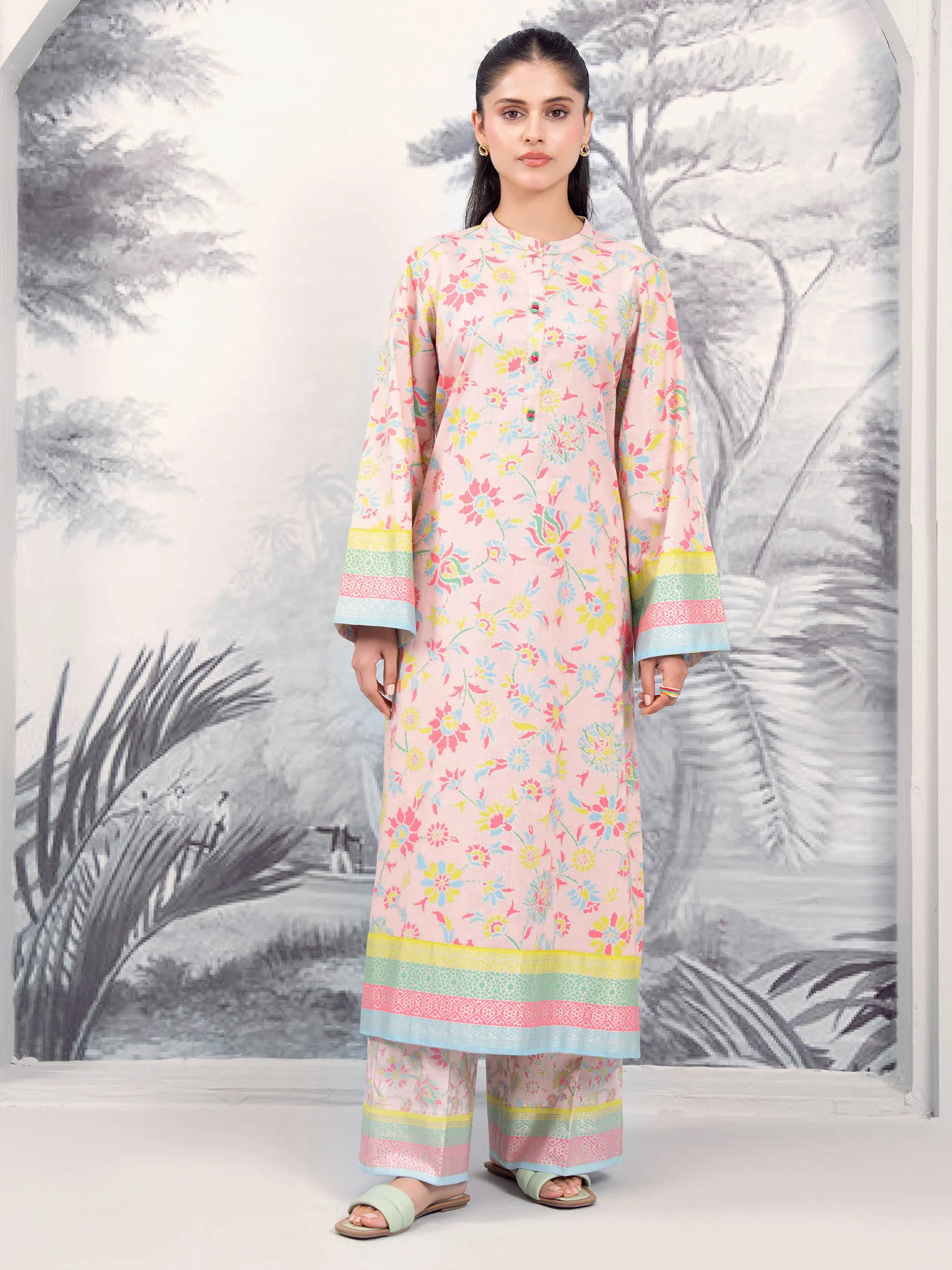 2 Piece Khaddar Suit-Paste Print (Unstitched)