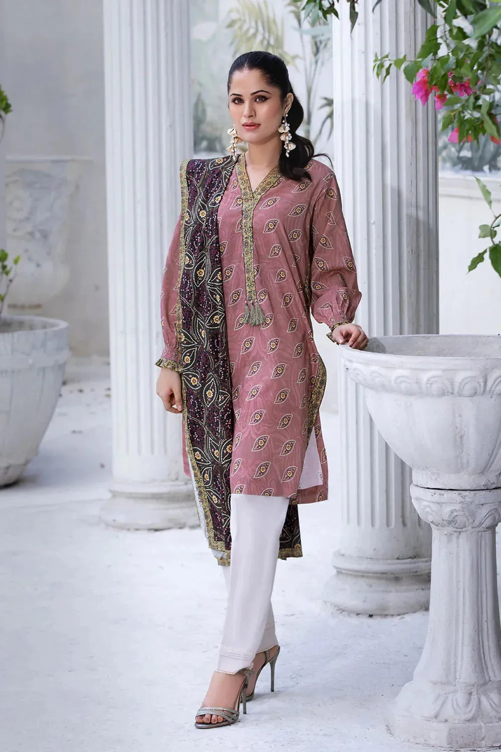 2PC Unstitched Printed Lawn Shirt and Dupatta KSD-2653