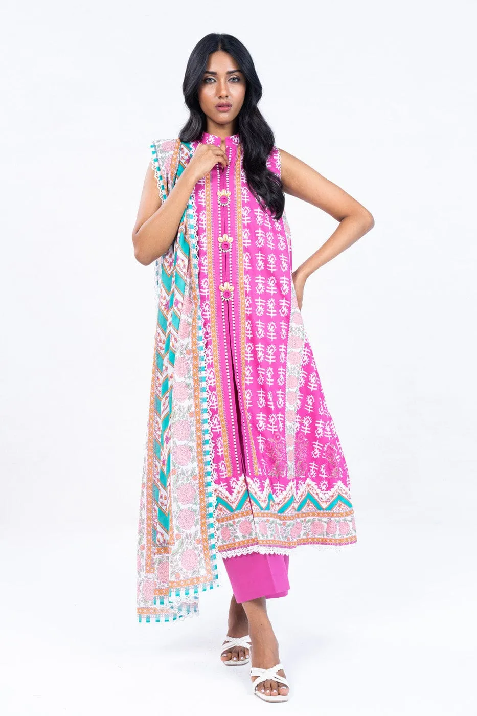 3 Pc Printed Lawn Suit With Lawn Dupatta