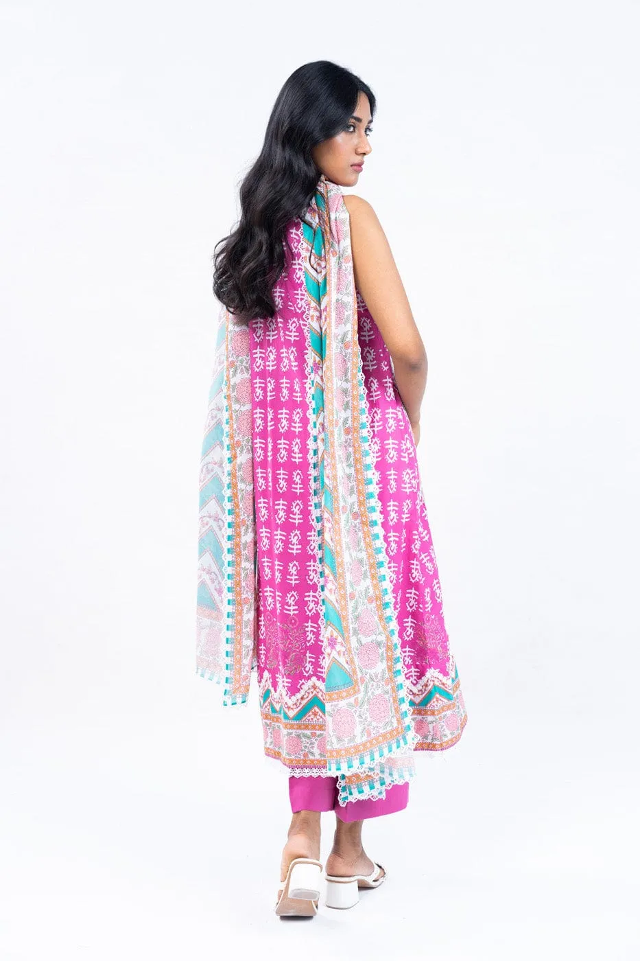 3 Pc Printed Lawn Suit With Lawn Dupatta