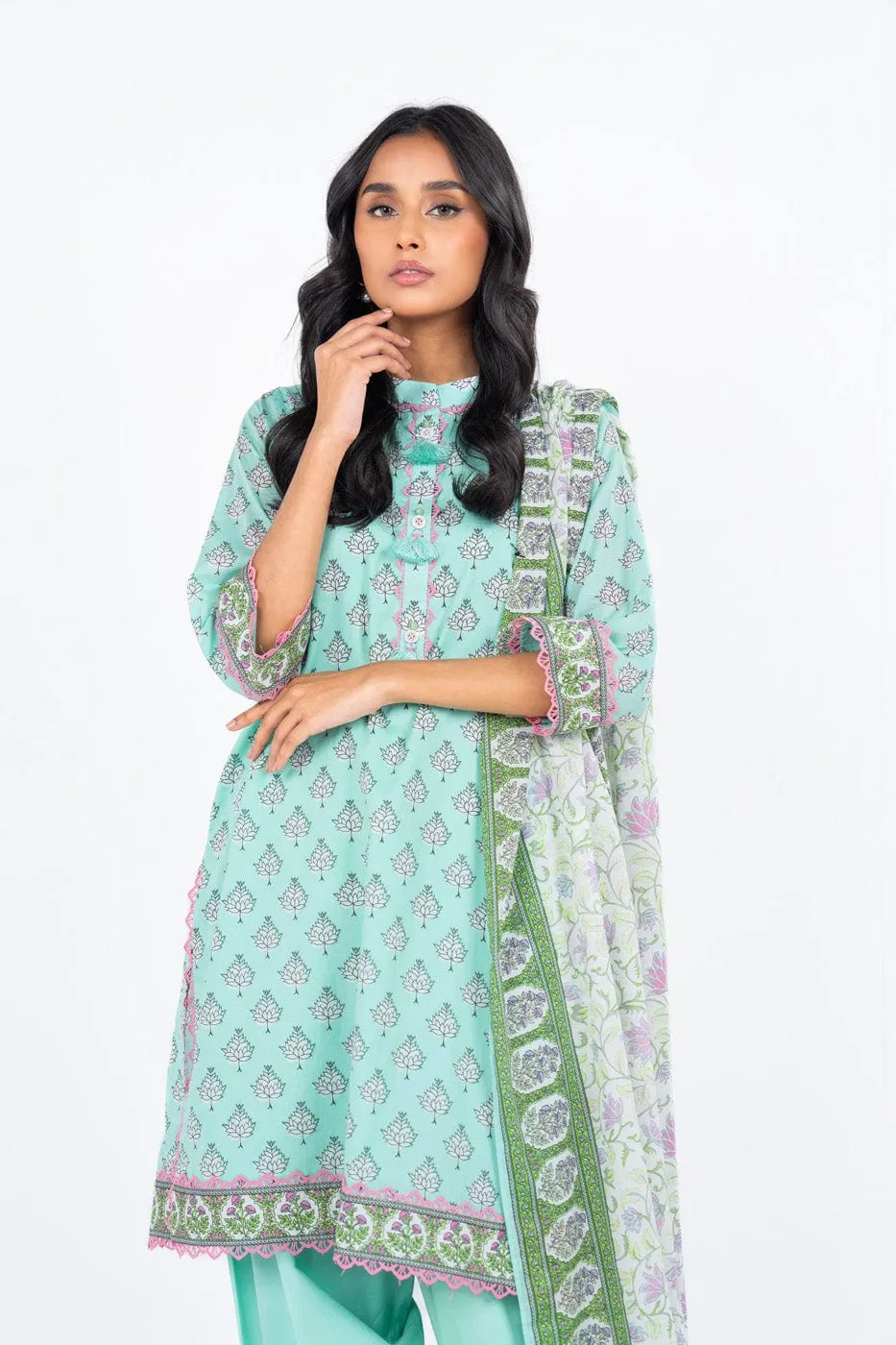 3 Pc Printed Lawn Suit With Lawn Dupatta