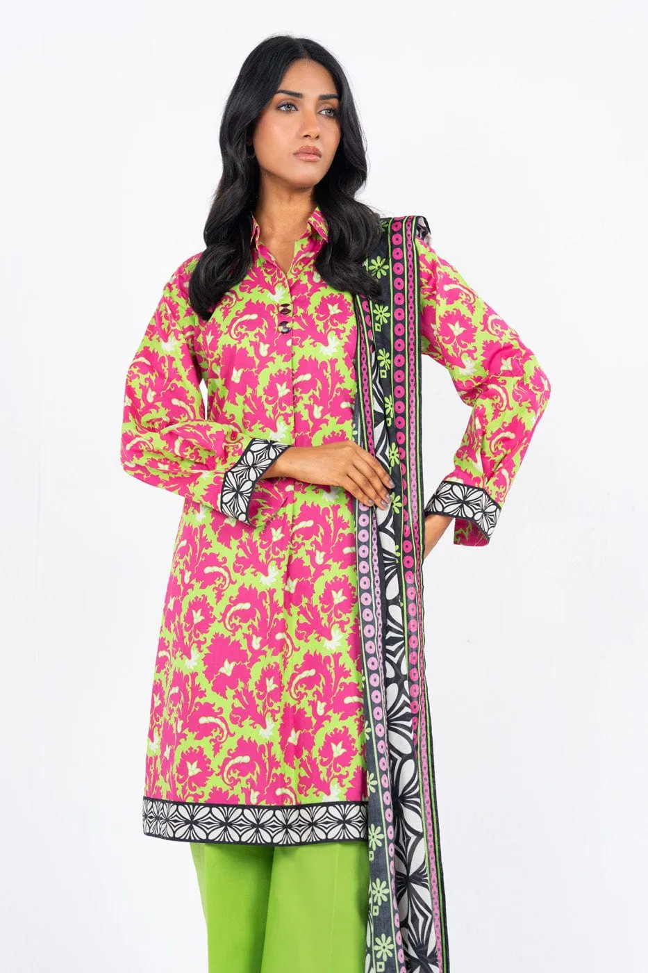 3 Pc Printed Lawn Suit With Lawn Dupatta