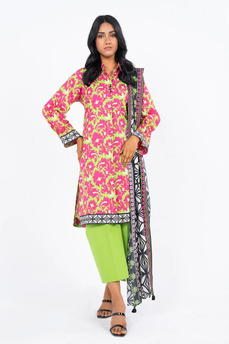 3 Pc Printed Lawn Suit With Lawn Dupatta