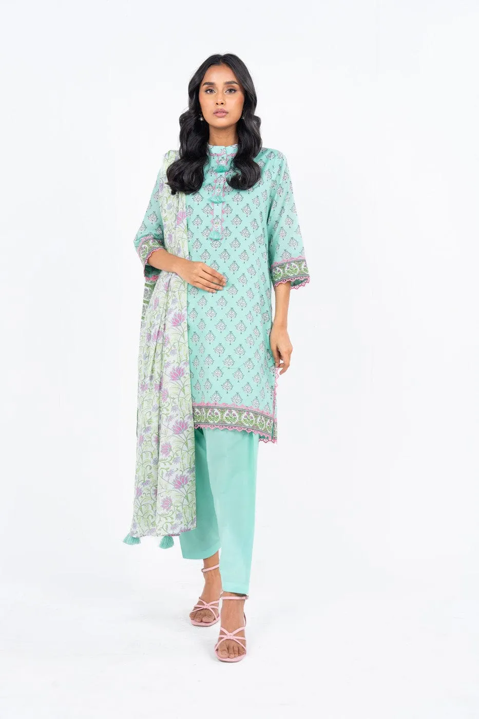 3 Pc Printed Lawn Suit With Lawn Dupatta