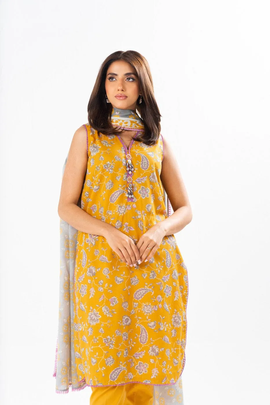 3 Pc Printed Lawn Suit With Printed Lawn Dupatta