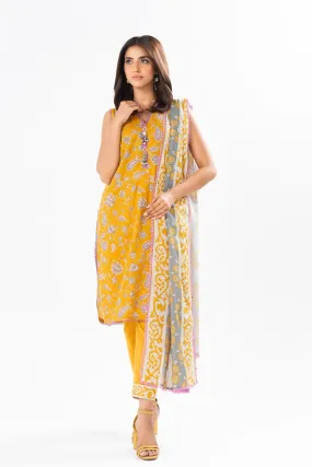 3 Pc Printed Lawn Suit With Printed Lawn Dupatta