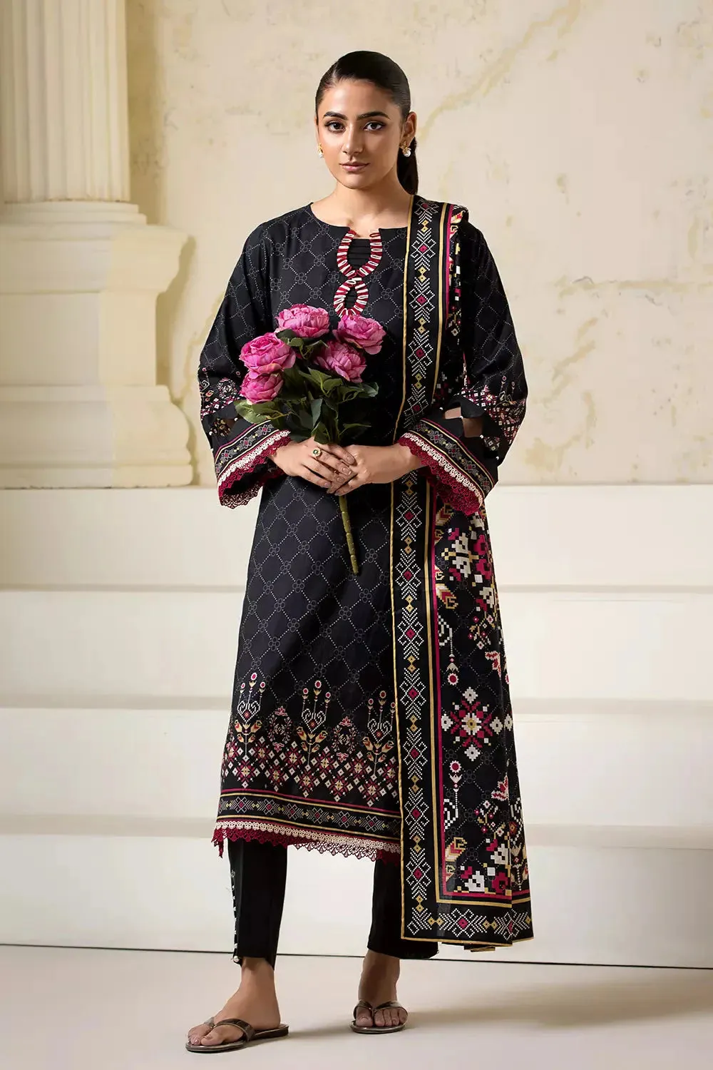 3PC Printed Unstitched Lawn Suit KLA-2752