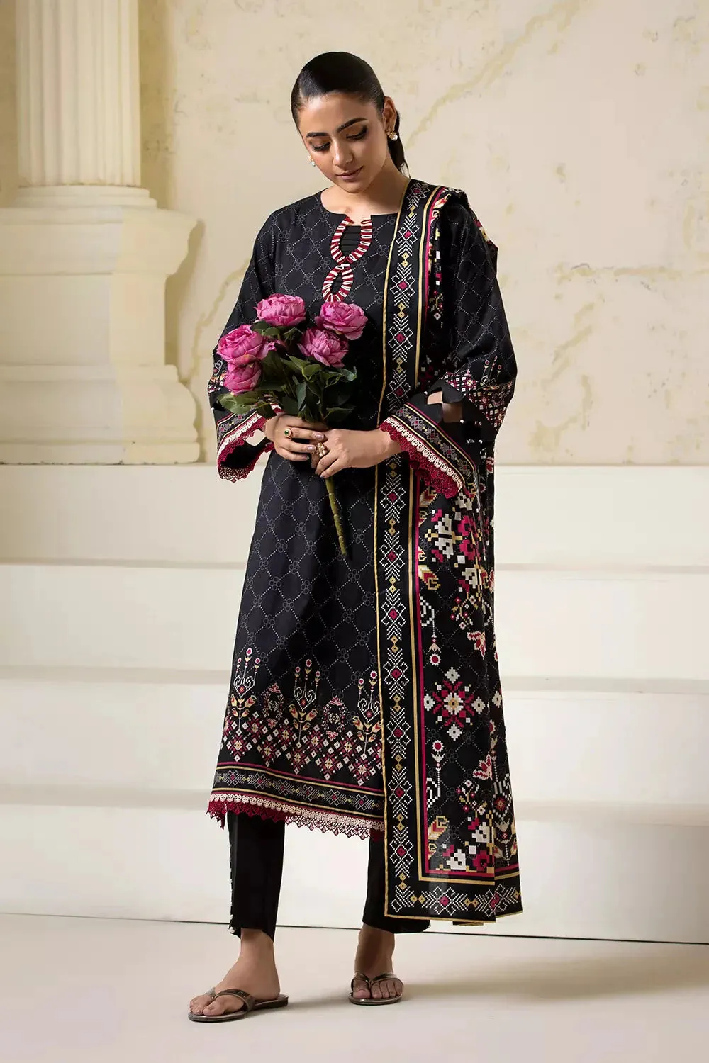 3PC Printed Unstitched Lawn Suit KLA-2752