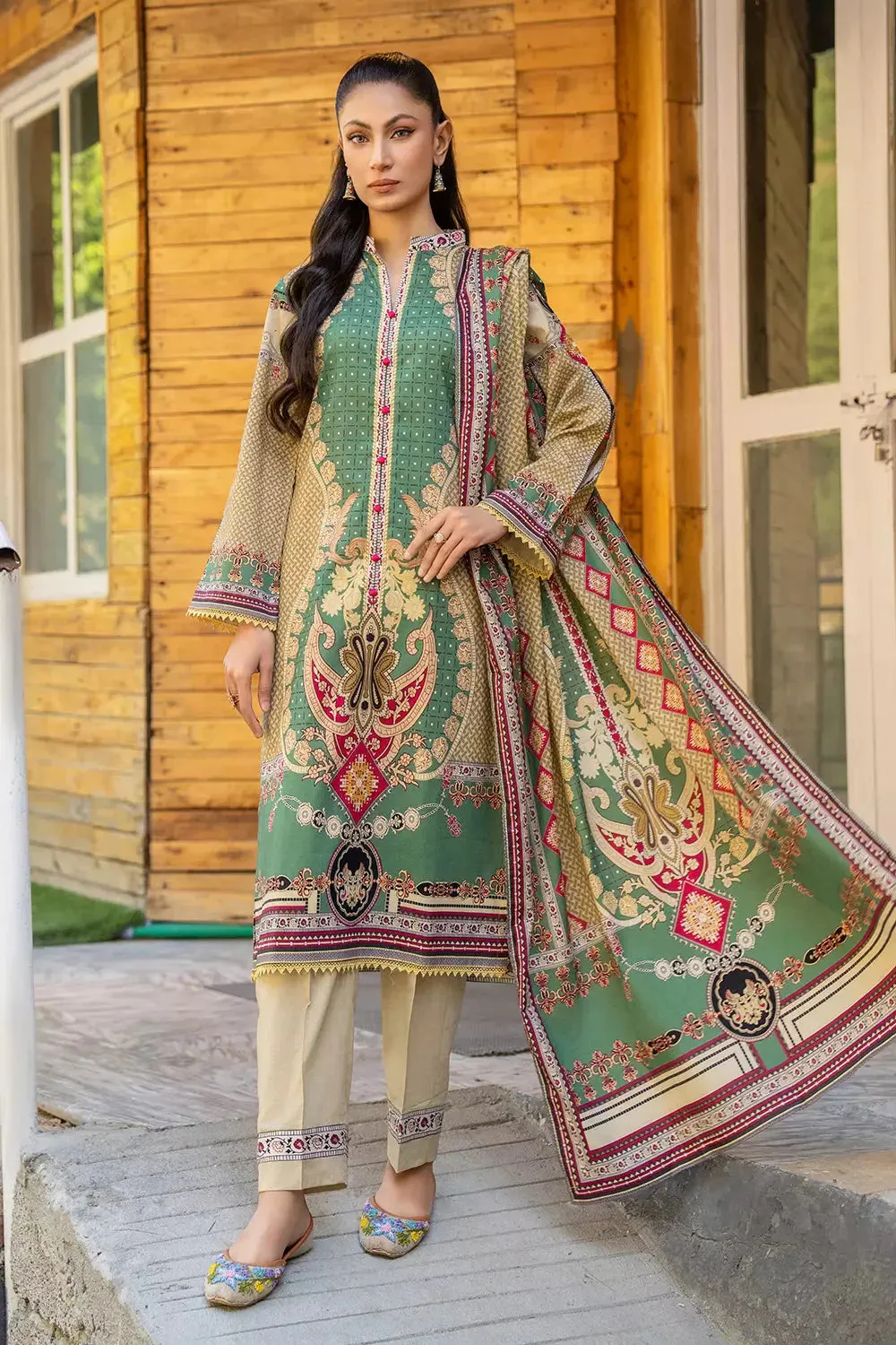 3PC Printed Unstitched Lawn Suit KLA-2756