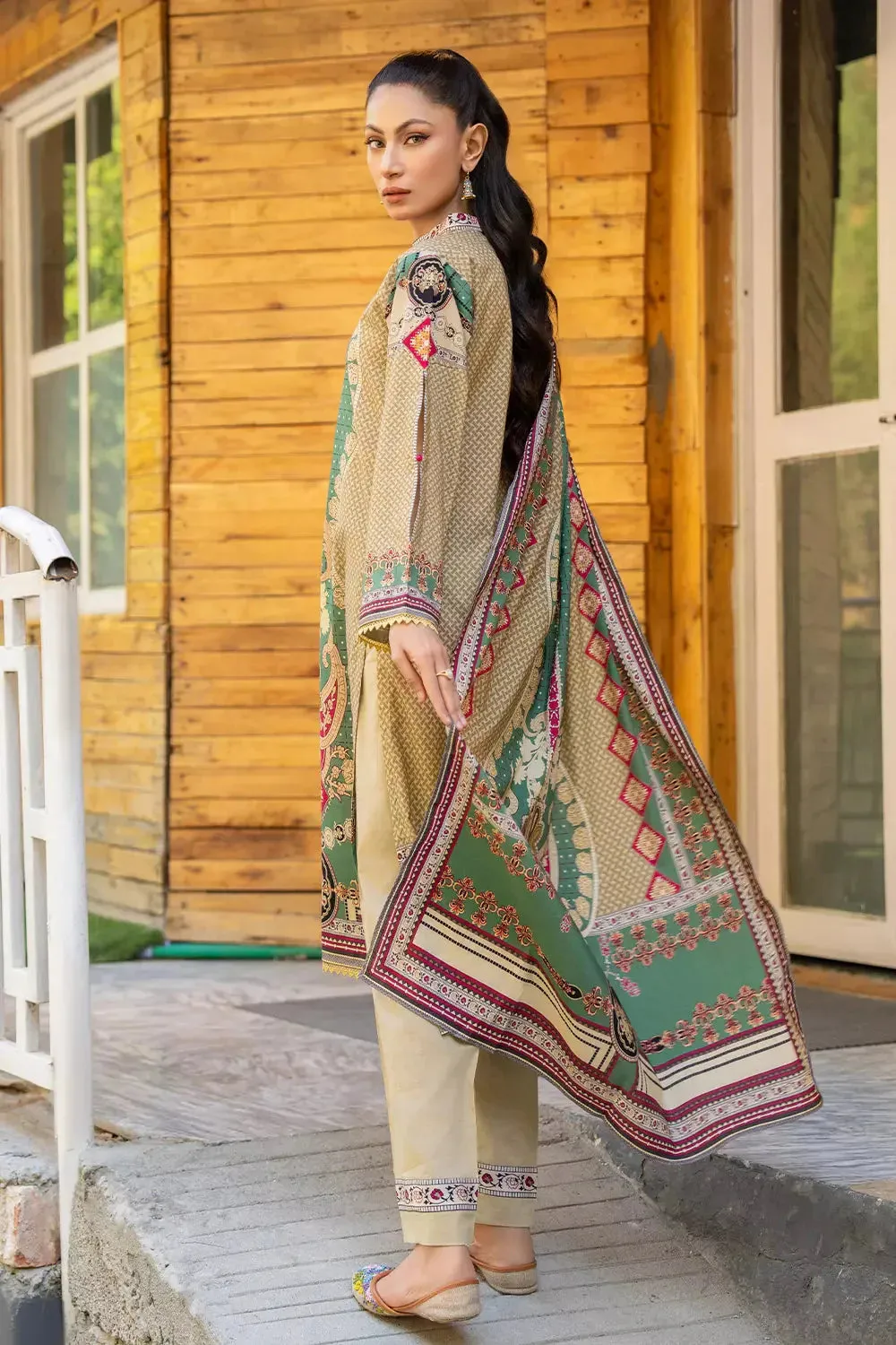 3PC Printed Unstitched Lawn Suit KLA-2756