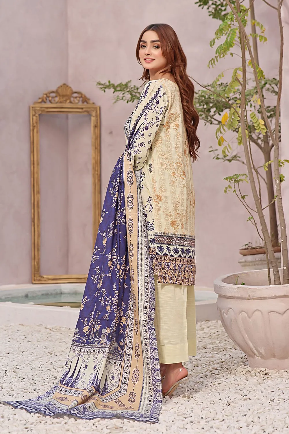 3PC Unstitched Khaddar Suit KKH-2345