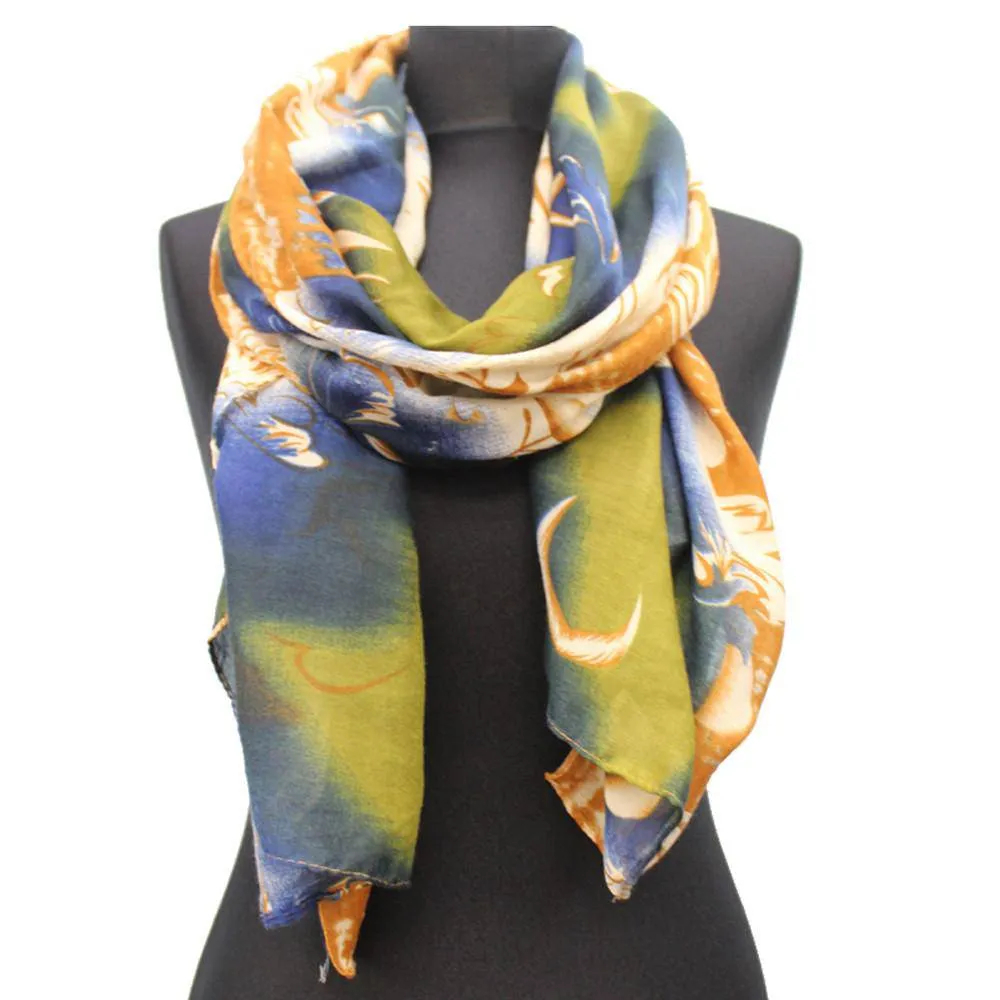 Abstract Print Scarf - Green Combo