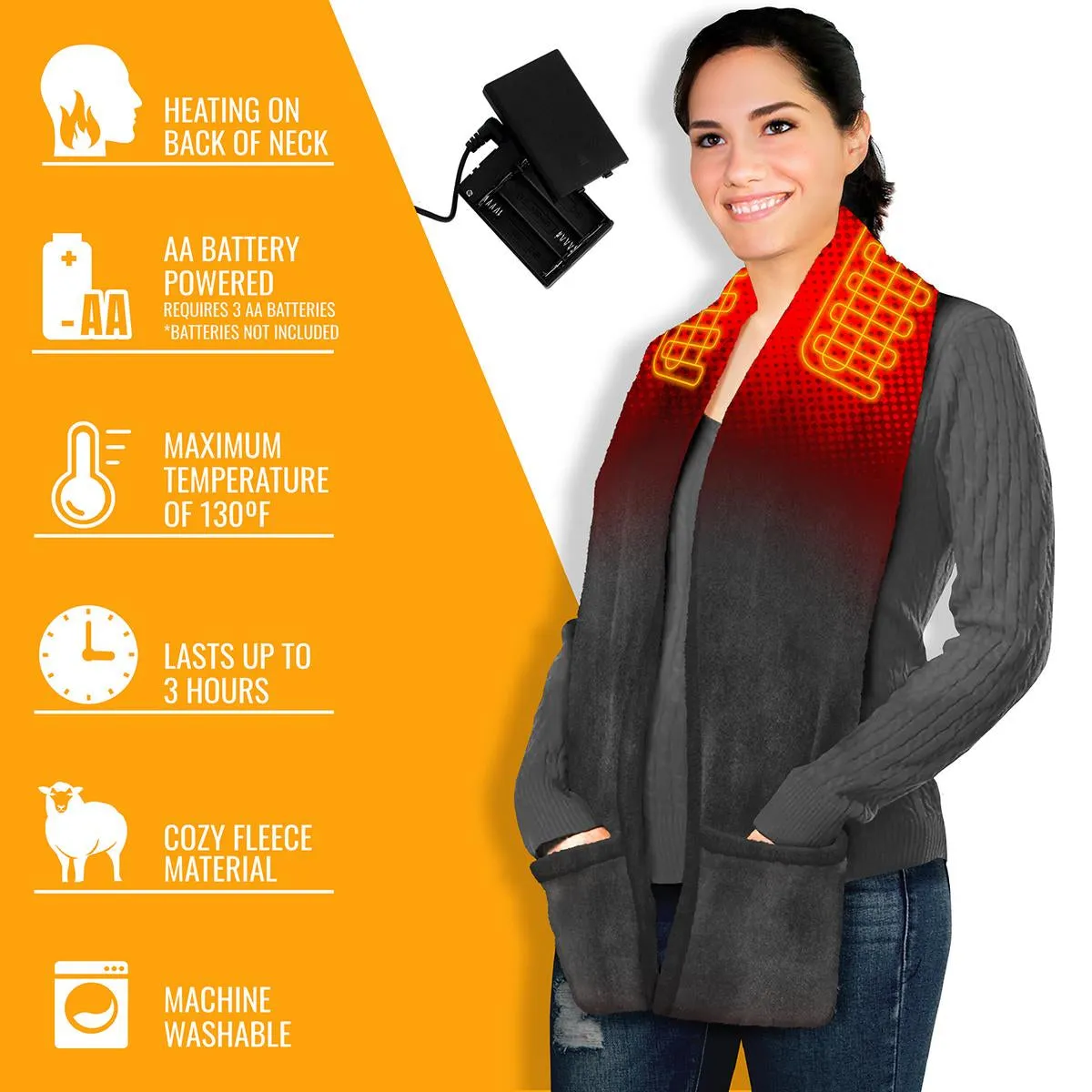 ActionHeat AA Battery Heated Fleece Scarf