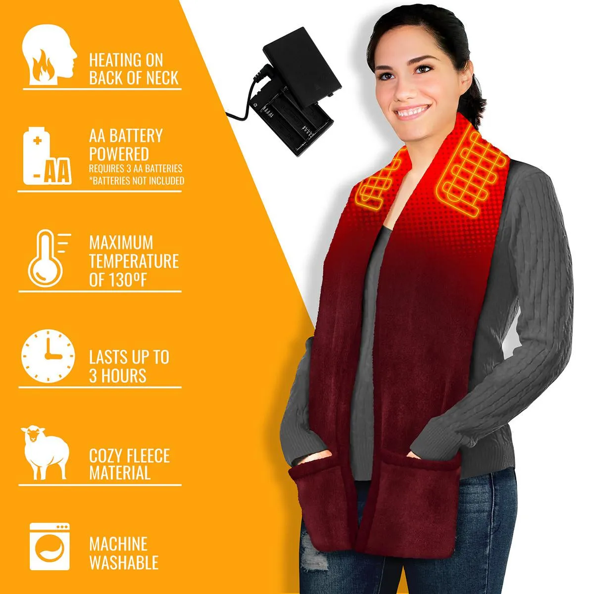 ActionHeat AA Battery Heated Fleece Scarf