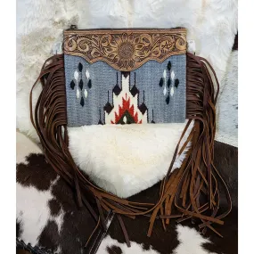 American Darling Grey Blanket Fringe Cross Body