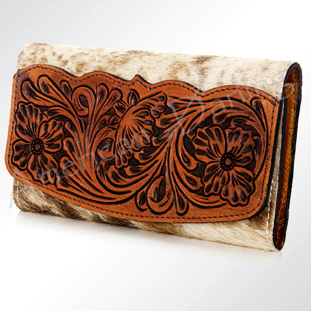 American Darling Hide Tooled Flap Wallet