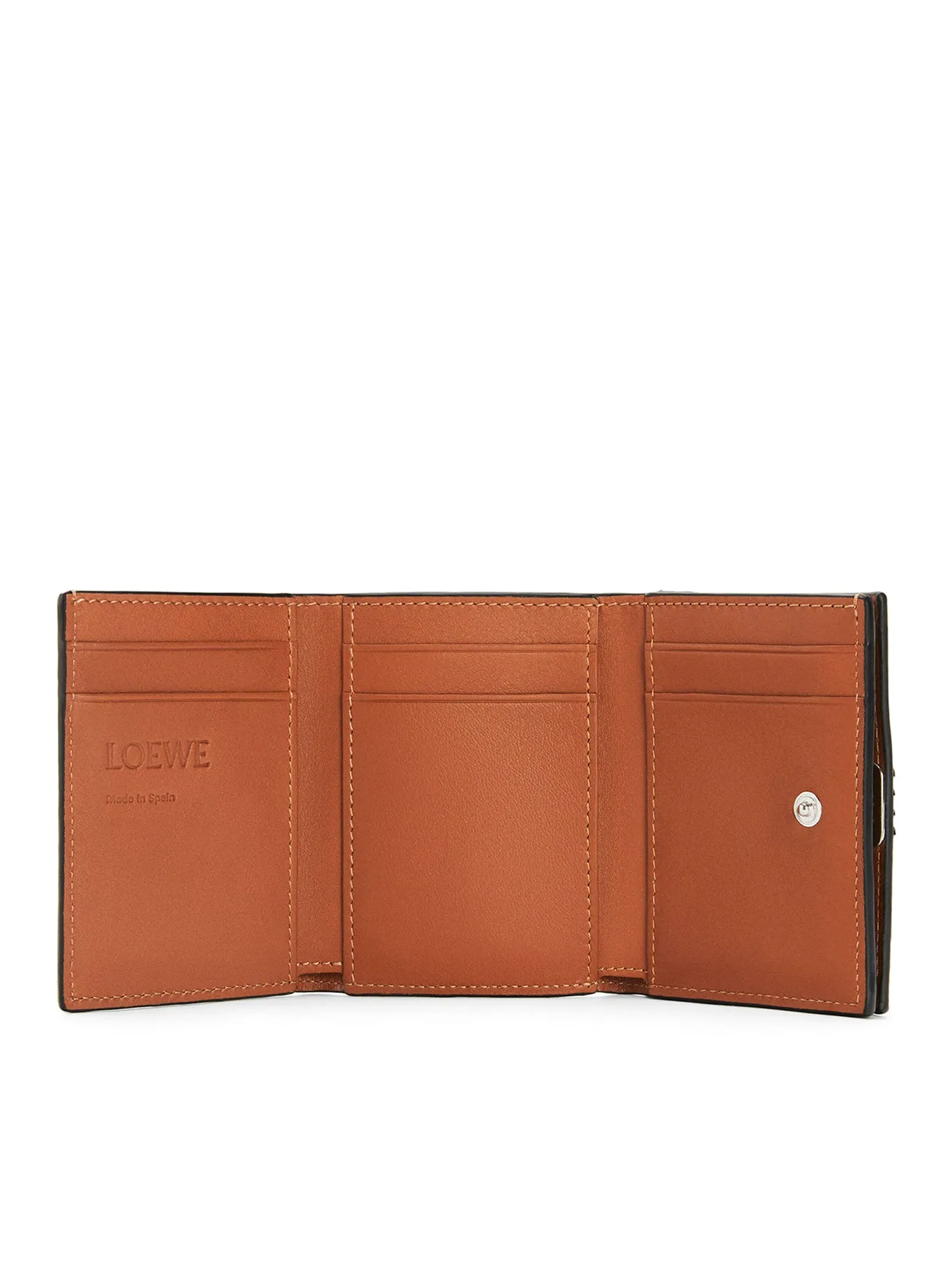 Anagram trifold wallet in pebble grain calfskin