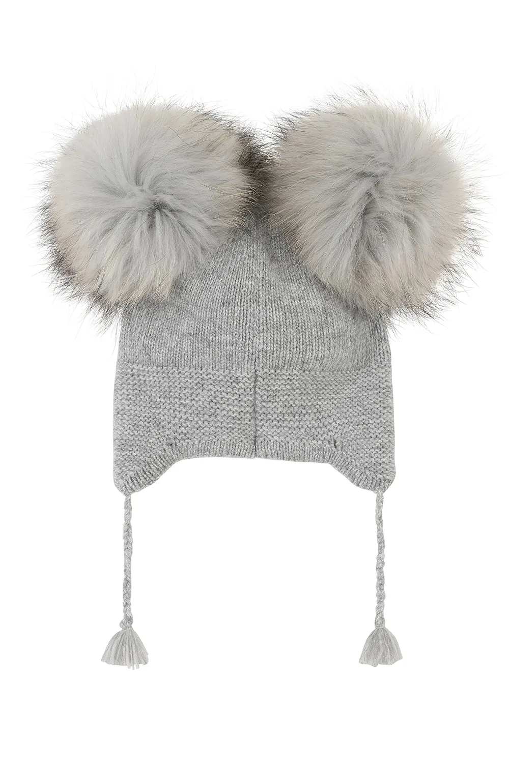 Angora Double pompom tassel hat / Grey