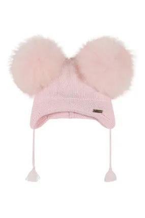 Angora Double pompom tassel hat / Pink