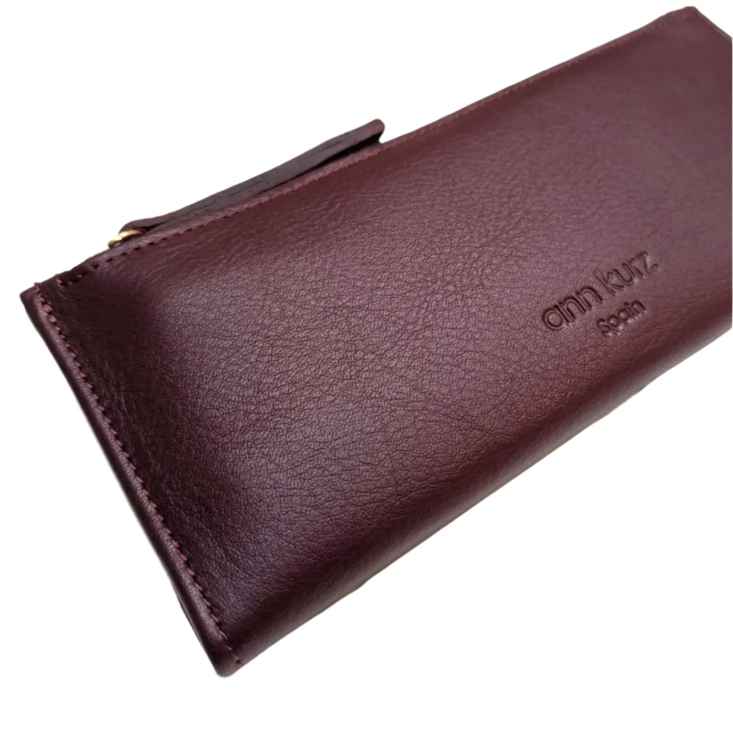 ANN KURZ Thin wallet nappa wine women