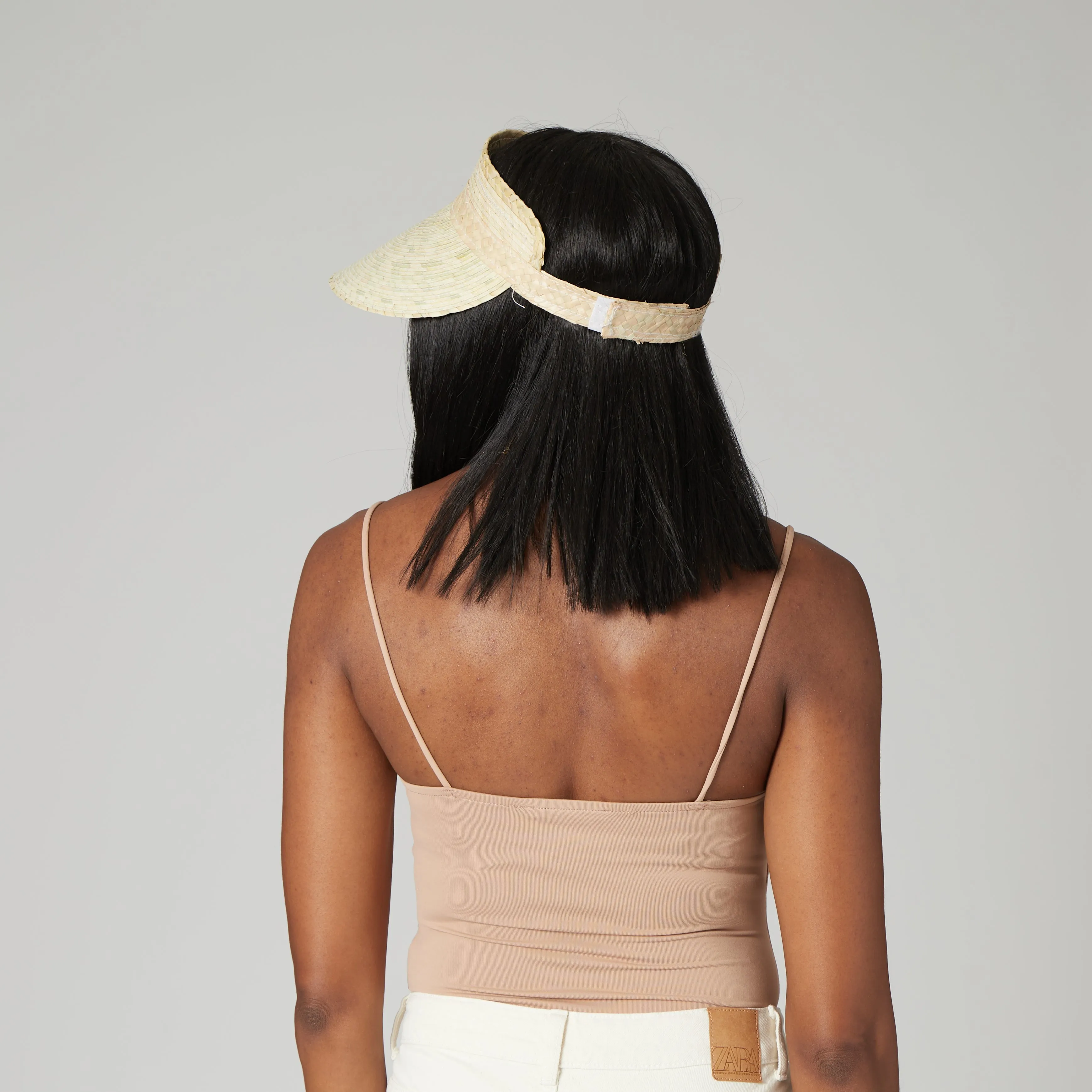 Artisan Made Palm Straw Braid Wide Brim Visor