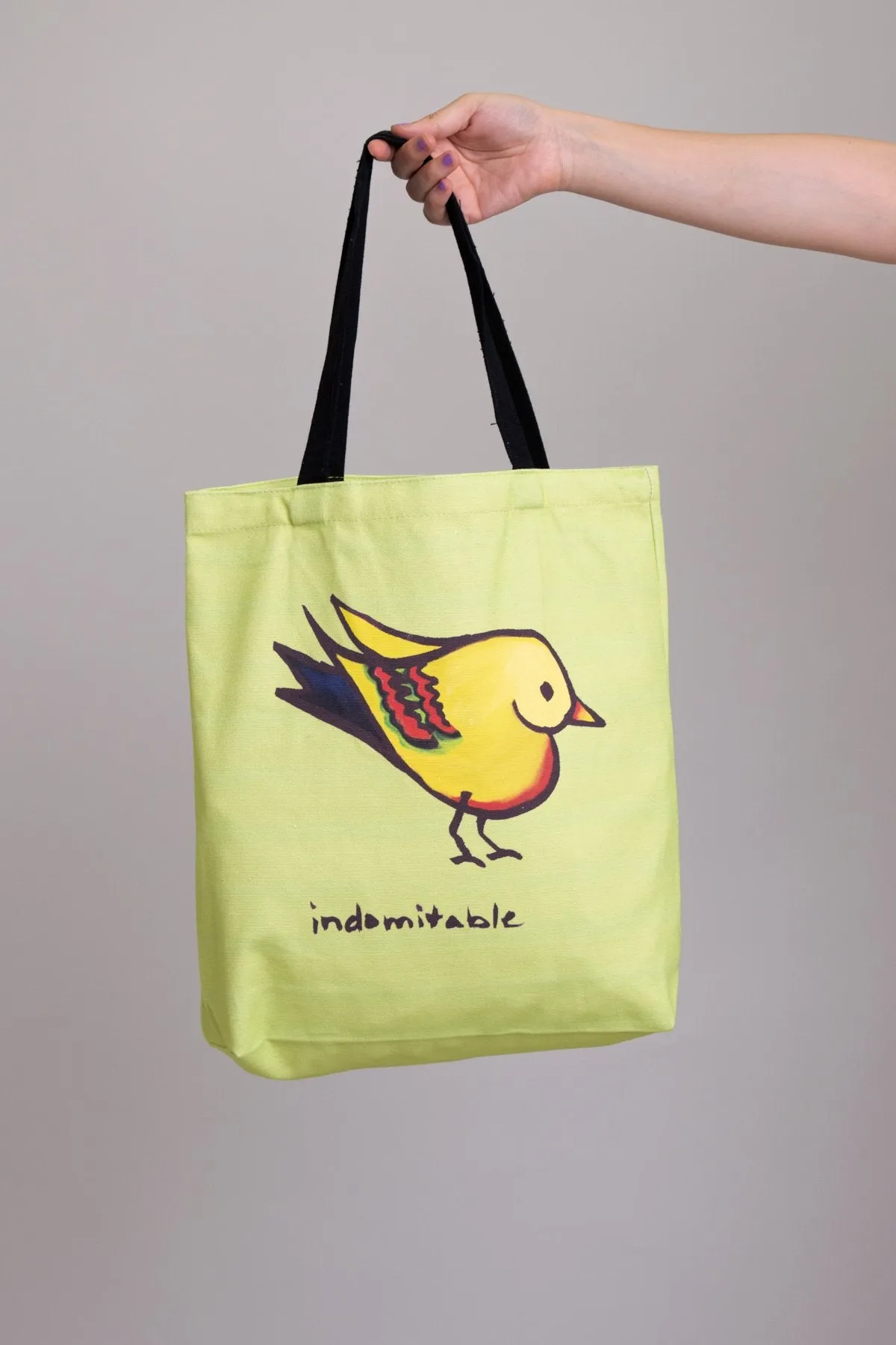 Artwork Totebag, Green Heartbird, Cotton