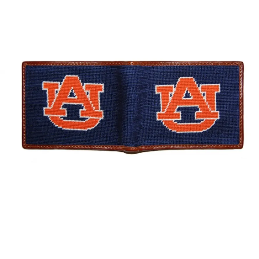 Auburn Navy Needlepoint Bi-Fold Wallet