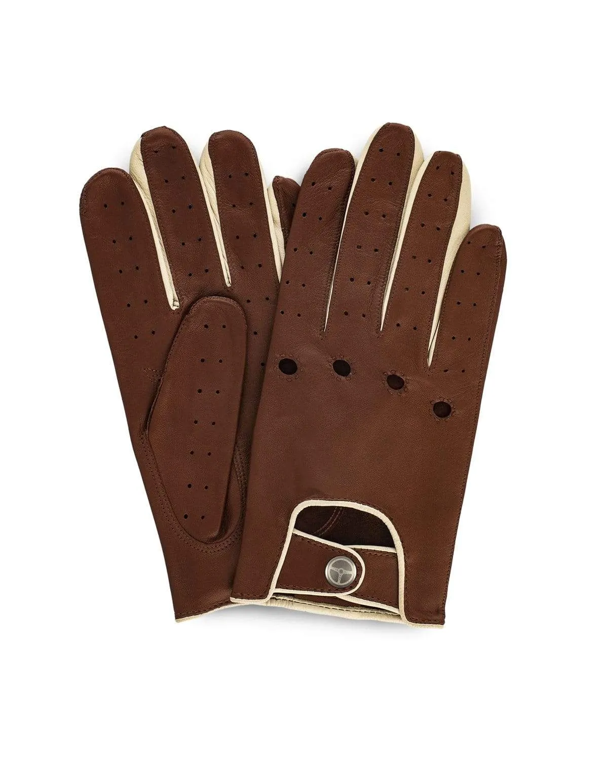 AUTHENTIC RACE MK2 - Leather Driving Gloves - Cognac/Cream