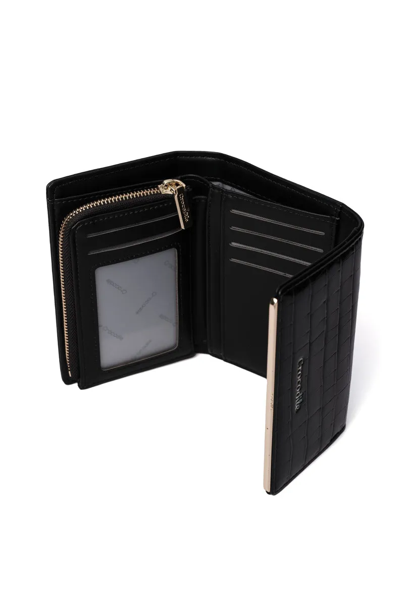 Ava- Tri Fold Small Wallet-Black