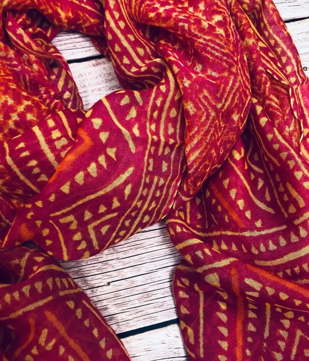 Aztec Print Tasselled Scarf