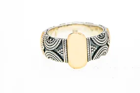 BA Suarti Indonesian 925 Sterling Silver & 18K 750 Yellow Gold Rope Band Size 8