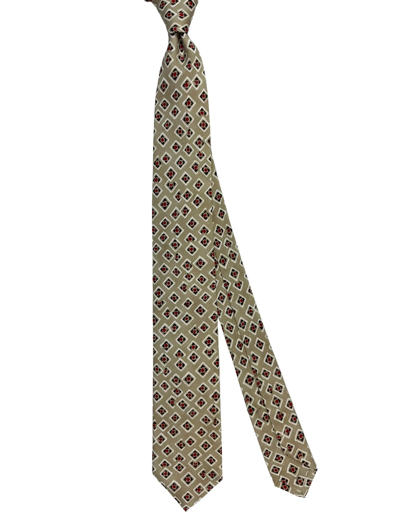 Barba Sevenfold Tie Beige Red Design - Sartorial FINAL SALE