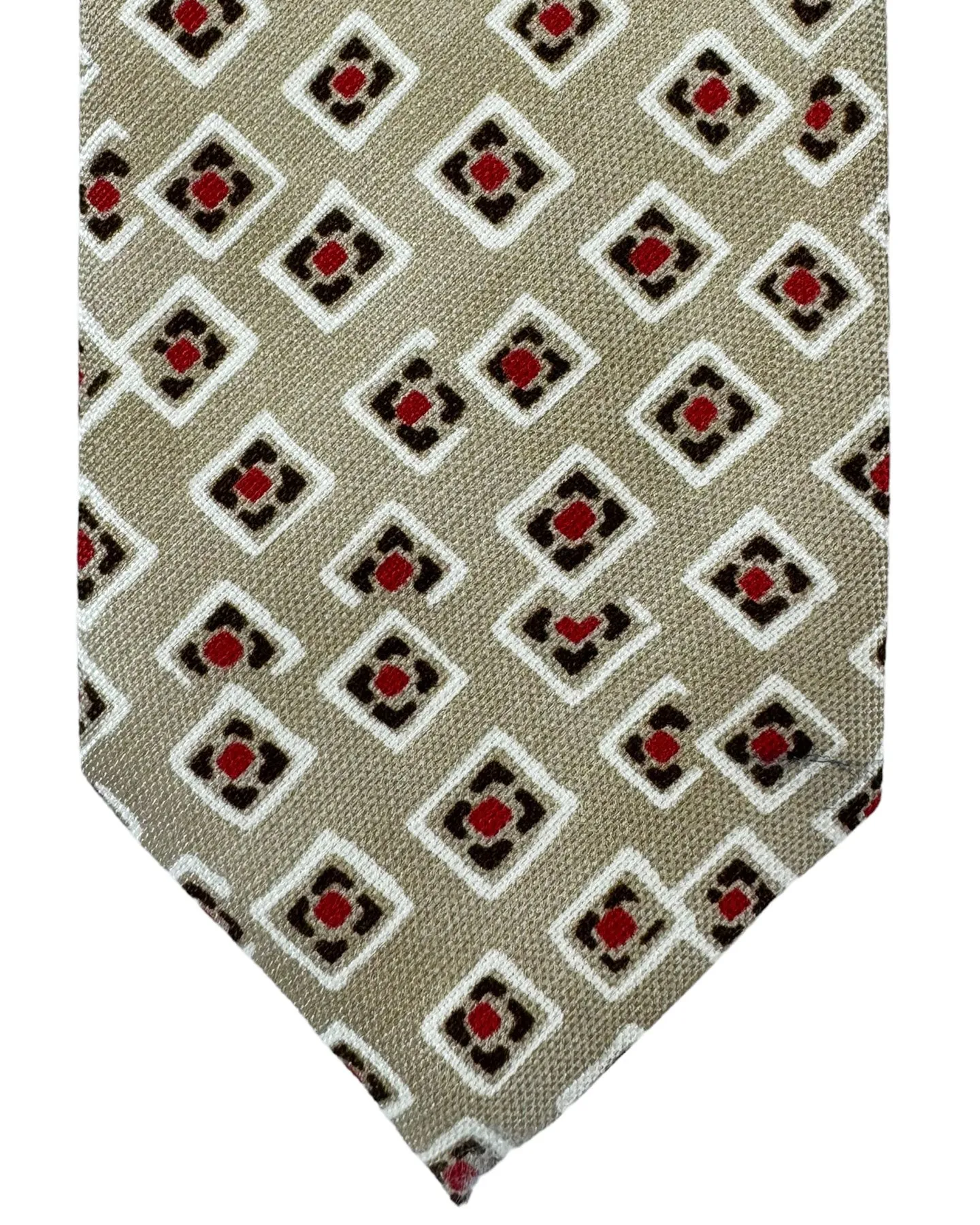 Barba Sevenfold Tie Beige Red Design - Sartorial FINAL SALE