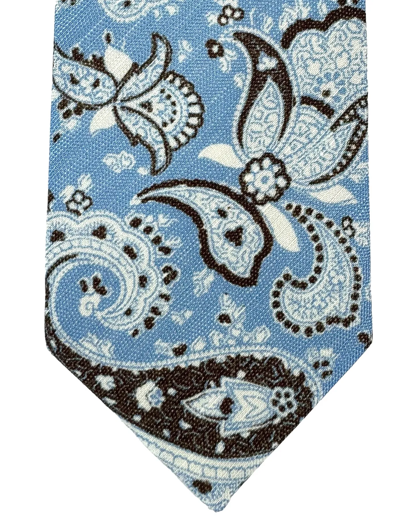 Barba Sevenfold Tie Blue Brown Paisley Design - Sartorial Neckwear SALE