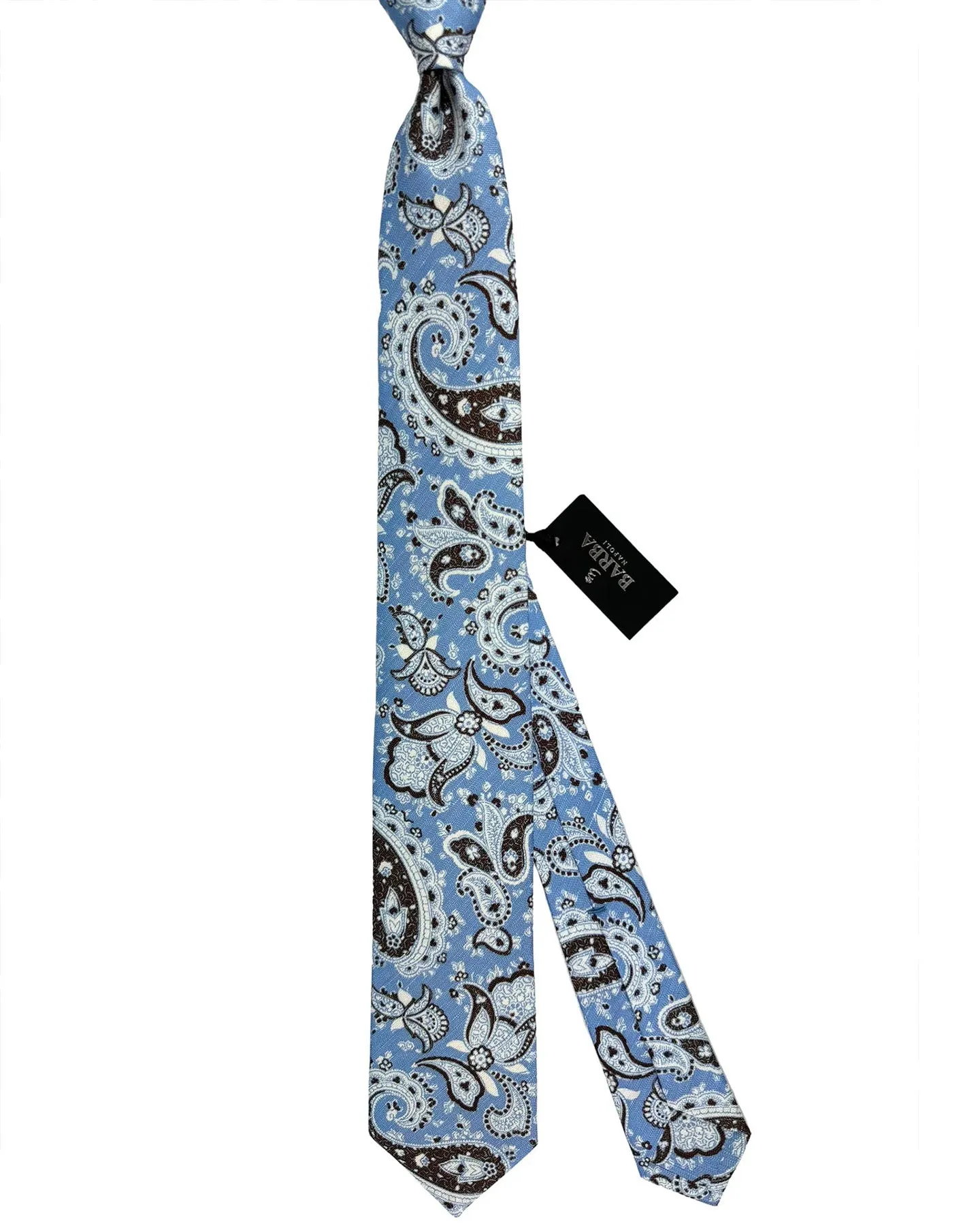 Barba Sevenfold Tie Blue Brown Paisley Design - Sartorial Neckwear SALE