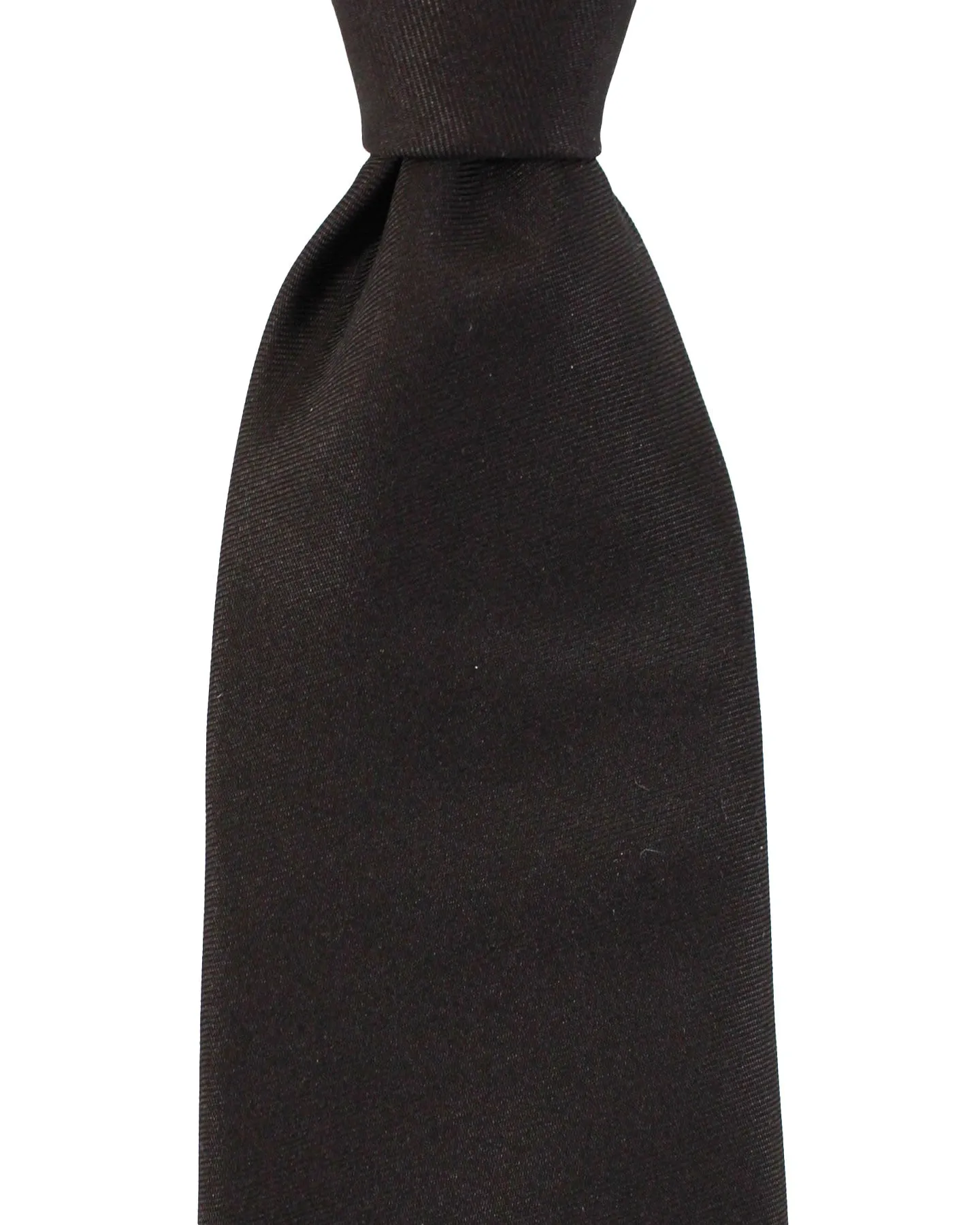 Battistoni Silk Tie Dark Brown Solid