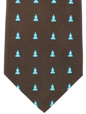 Battistoni Tie Brown Buddha novelty Design SALE