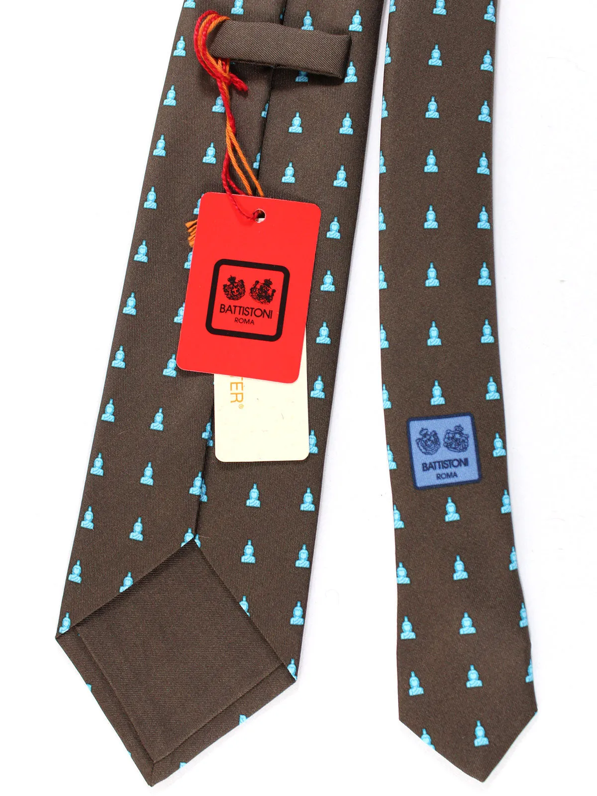 Battistoni Tie Brown Buddha novelty Design SALE