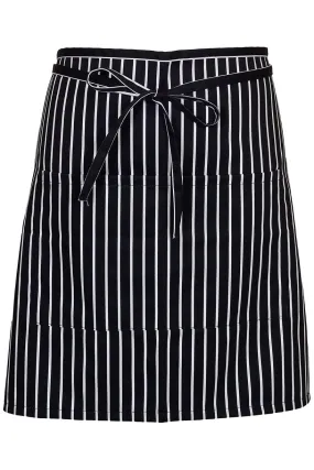 Black & White Chalk Stripe Half Bistro Apron (2 Pockets)