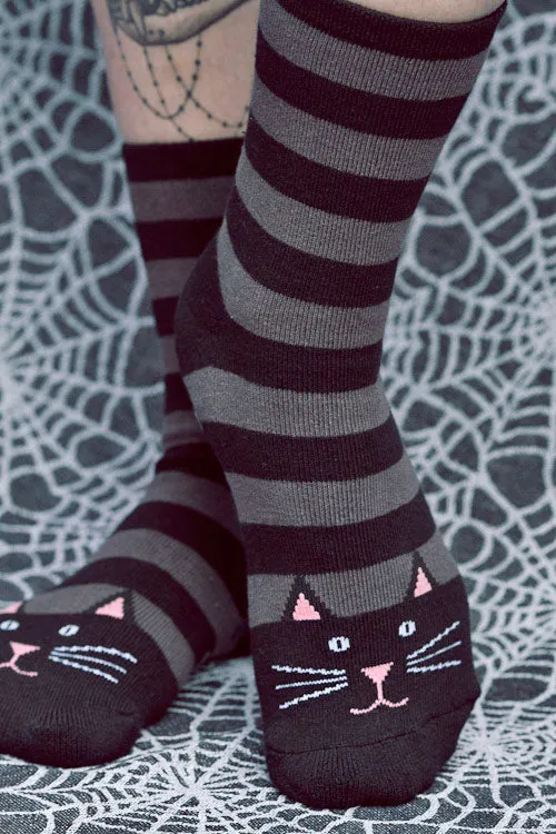 Black Cat Slipper Socks