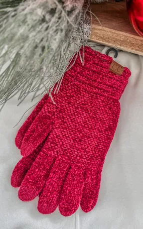 BLACK FRIDAY DEAL: C.C. Burgundy Chenille Touchscreen Gloves