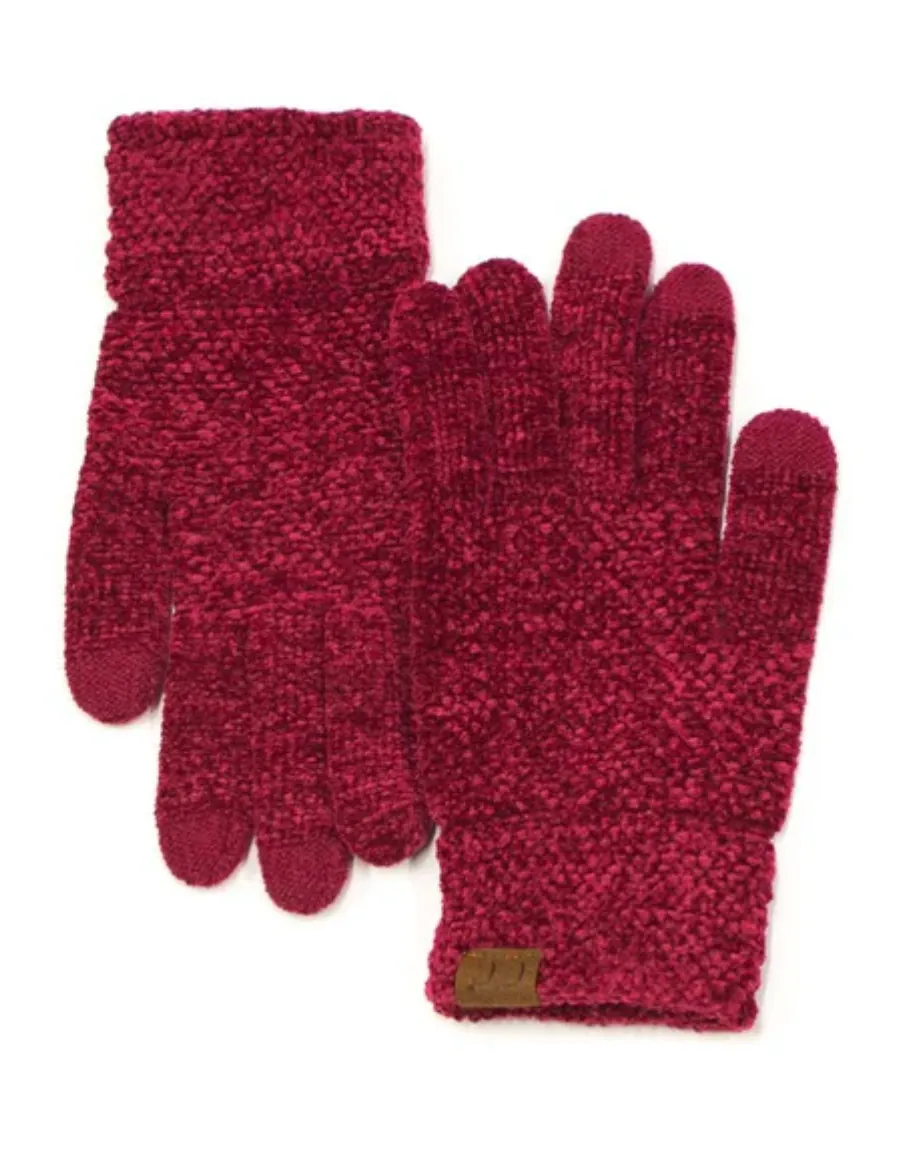 BLACK FRIDAY DEAL: C.C. Burgundy Chenille Touchscreen Gloves