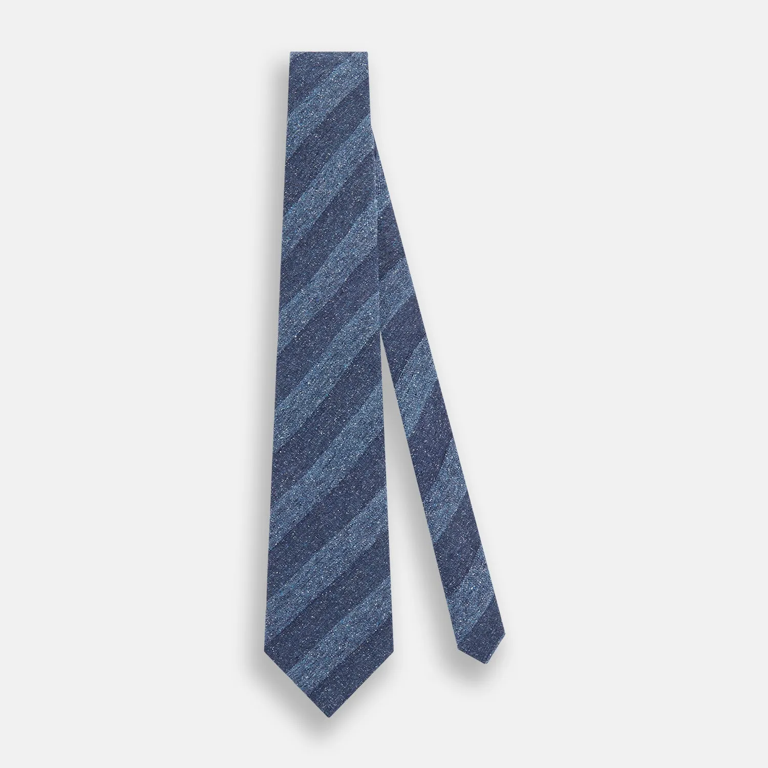 Blue Block Stripe Silk Tie