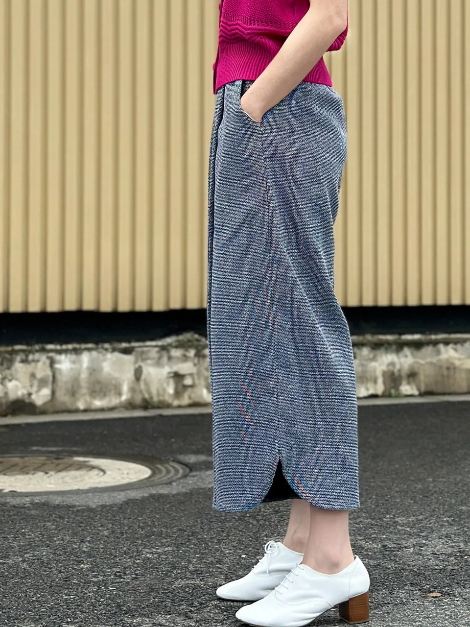 Blue Checks Slit Detail pleated Front Culottes