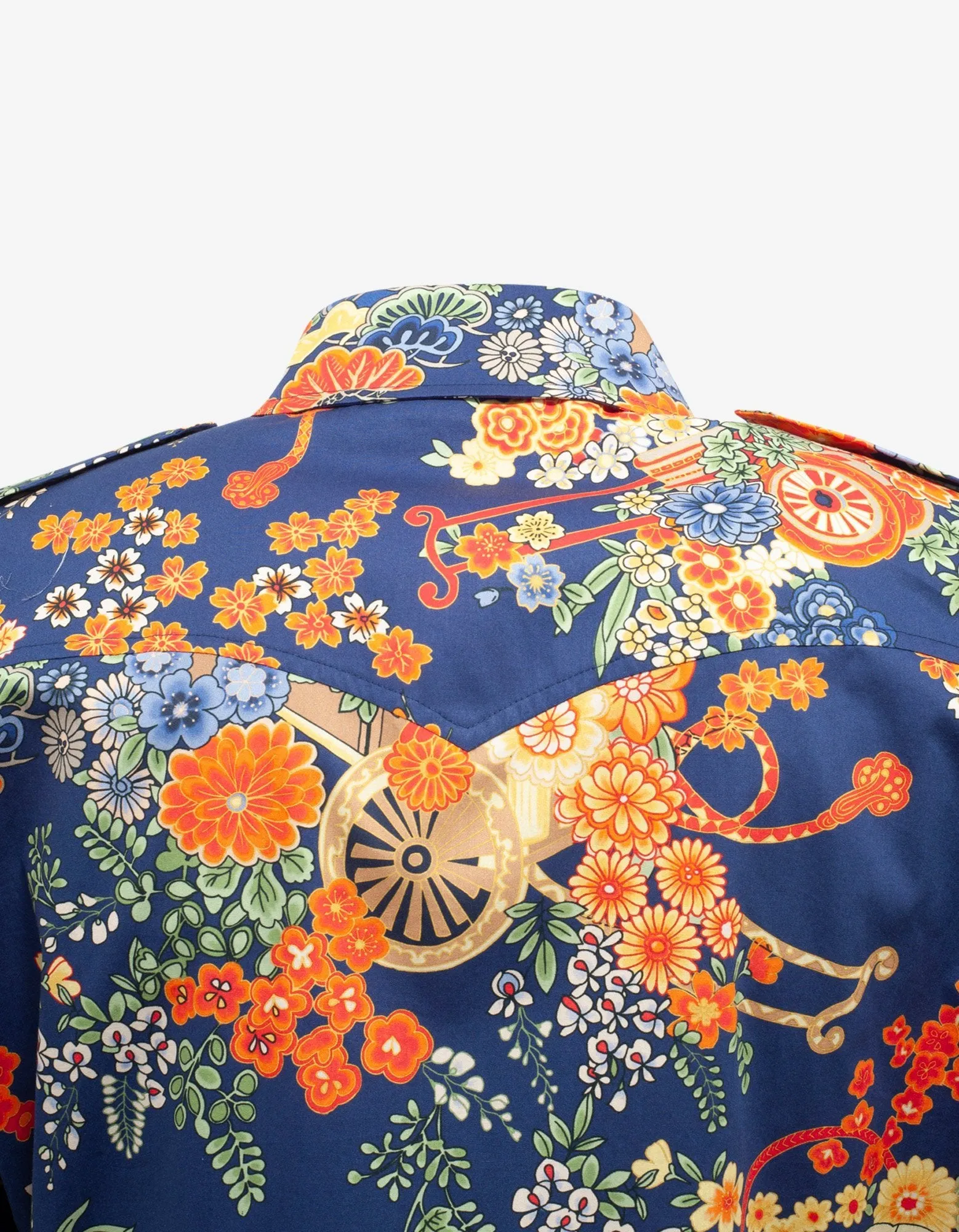 Blue Floral Print Blooming Pocket Shirt -