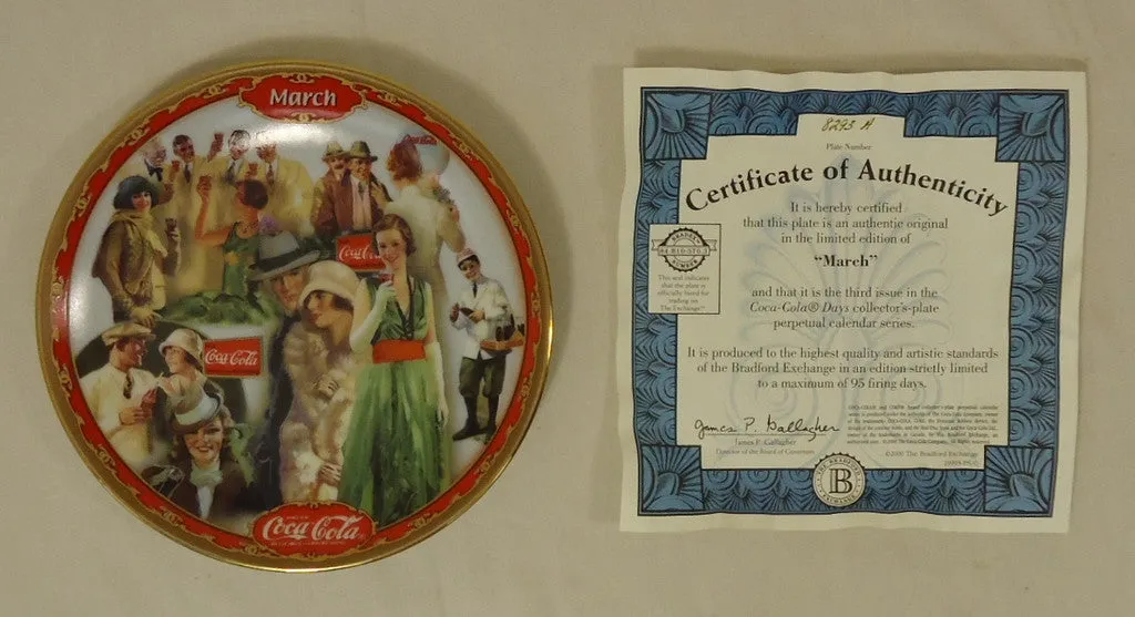 Bradford Exchange 8293A * Coca-Cola Collector Plate 5 3/4in March 1999 Porcelain  -- Used